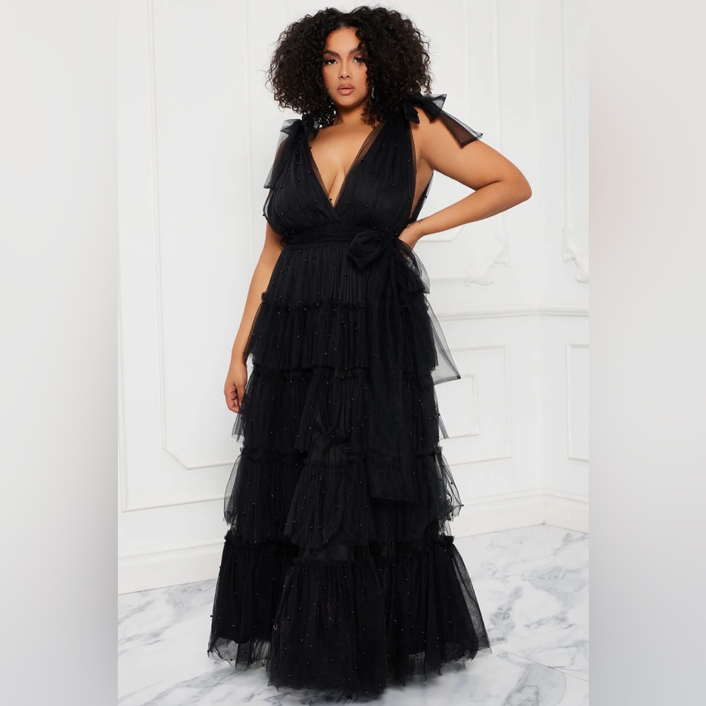 Fashion Nova NYA Tulle Maxi Dress - Black